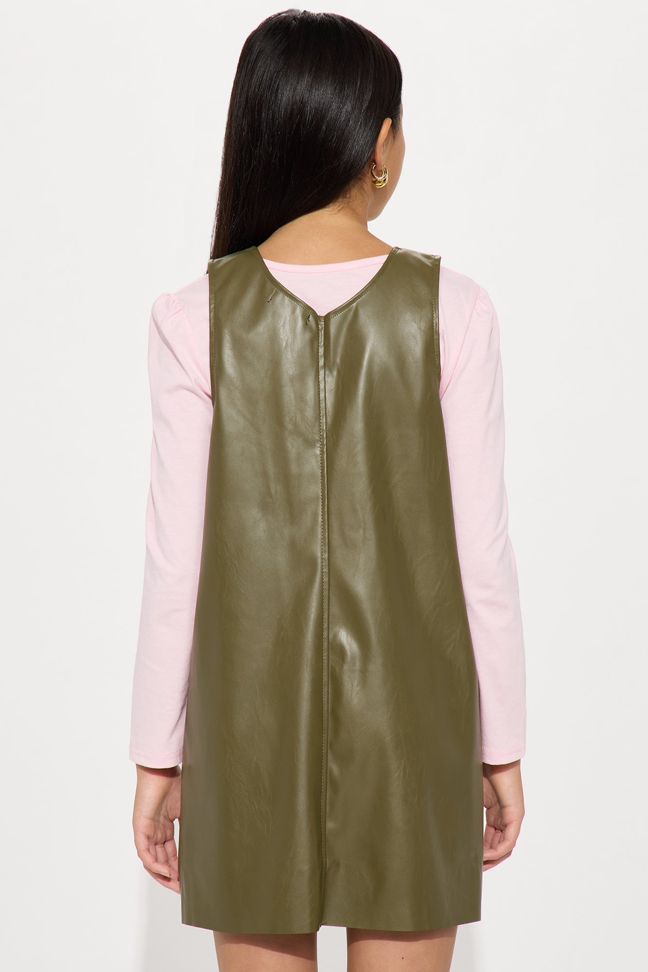 Mini Lets Rock Faux leather Dress - Olive
