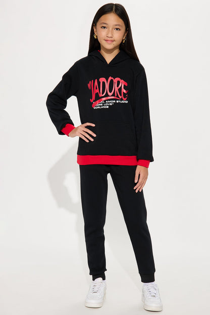 Mini Jadore Hoodie And Pant Set - Black/combo