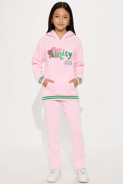 Mini All About Unity Hoodie And Pant Set - Pink/combo
