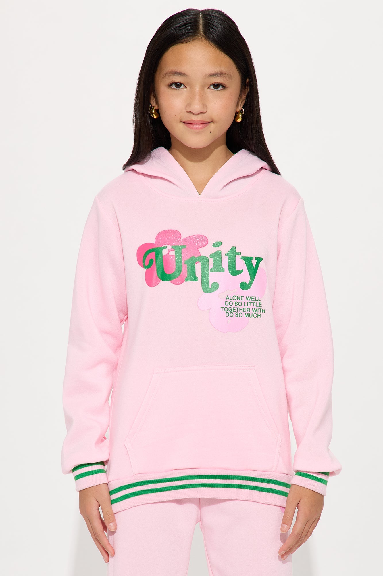 Mini All About Unity Hoodie And Pant Set - Pink/combo