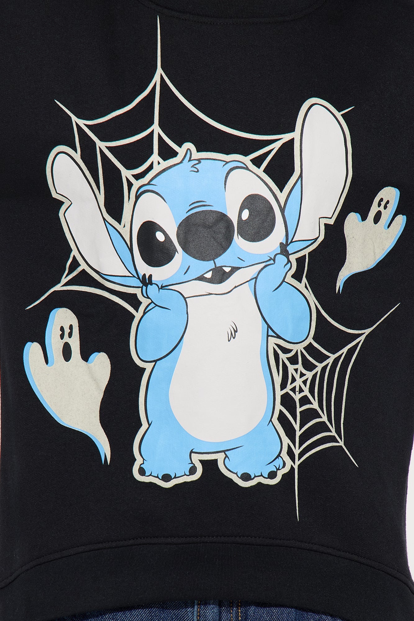 Mini Stitch Halloween Glow In The Dark Crew Neck Sweatshirt - Black