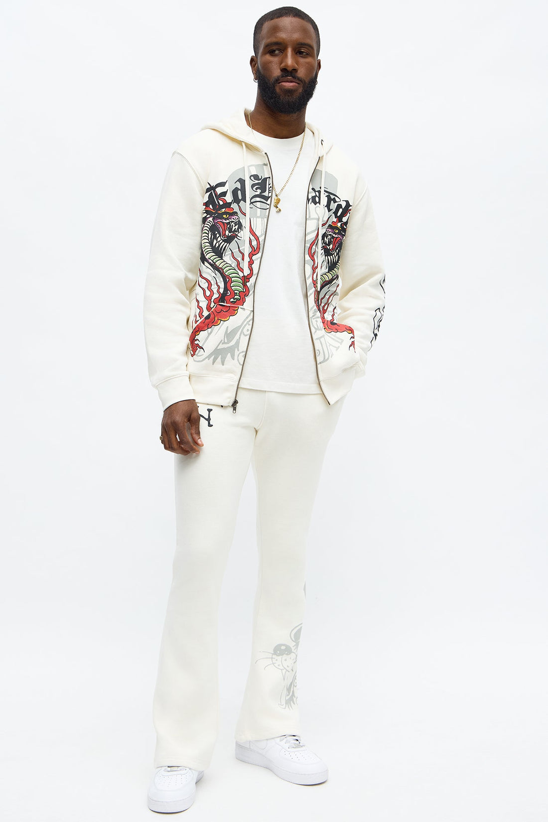 Ed Hardy Cobra Flame Sweatpant - Ivory