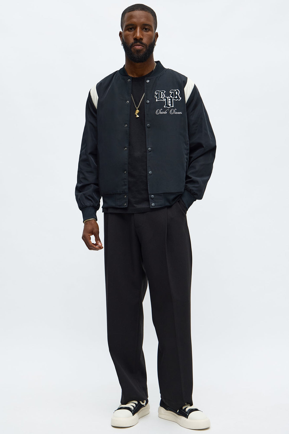 Lover Not A Fighter Bomber Jacket - Black/White