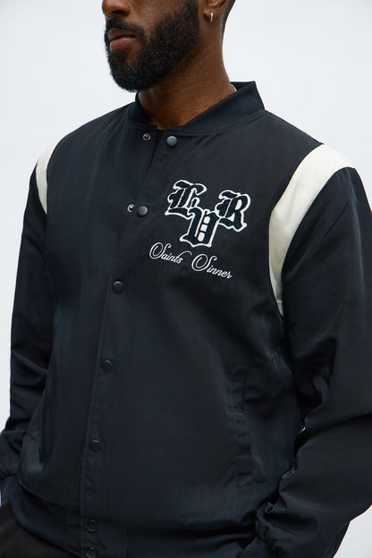 Lover Not A Fighter Bomber Jacket - Black/White