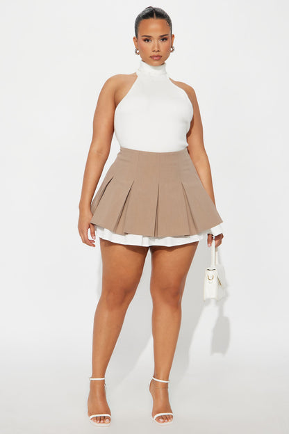 Marcella Pleated Skort - Mocha/combo