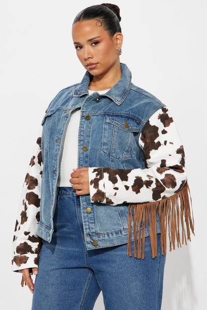First Rodeo Fringe Denim Jacket - Medium Wash