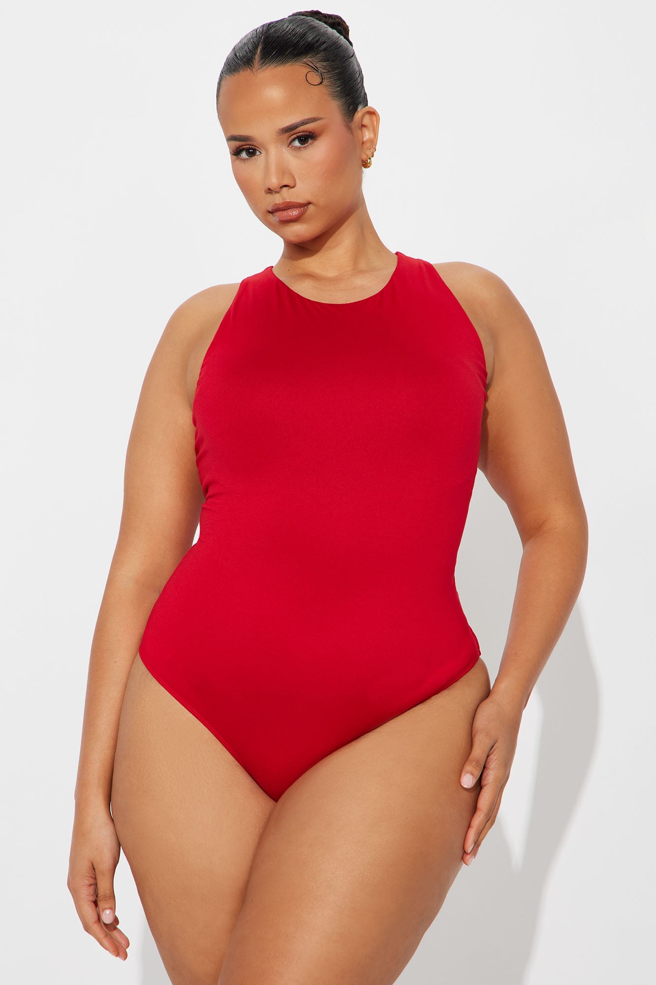 Aimee Double Lined Bodysuit - DarkRed