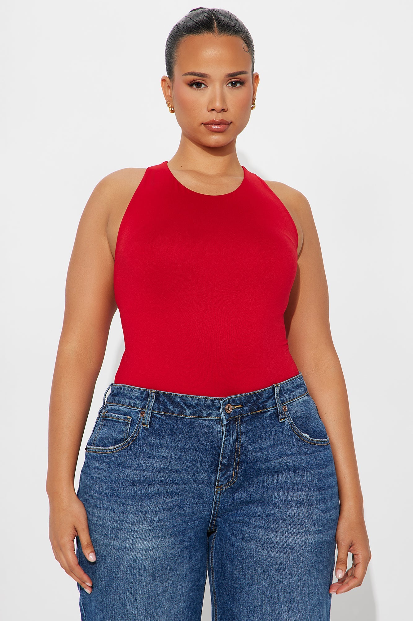 Aimee Double Lined Bodysuit - DarkRed