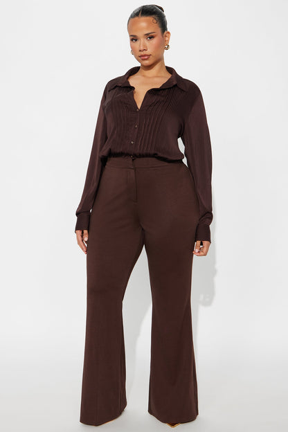 Veronica Satin Jumpsuit - Brown