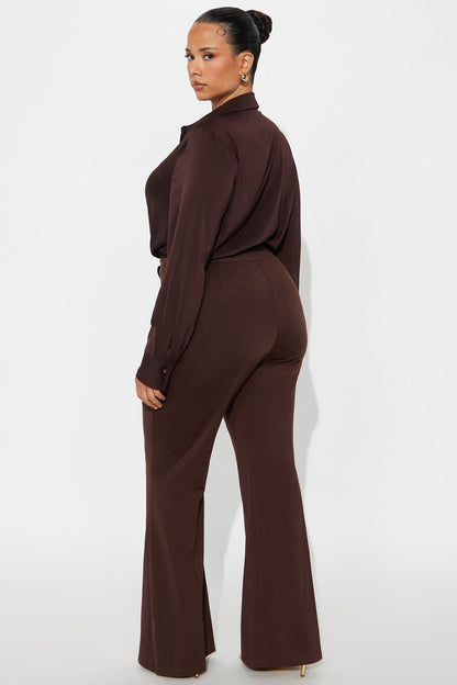 Veronica Satin Jumpsuit - Brown
