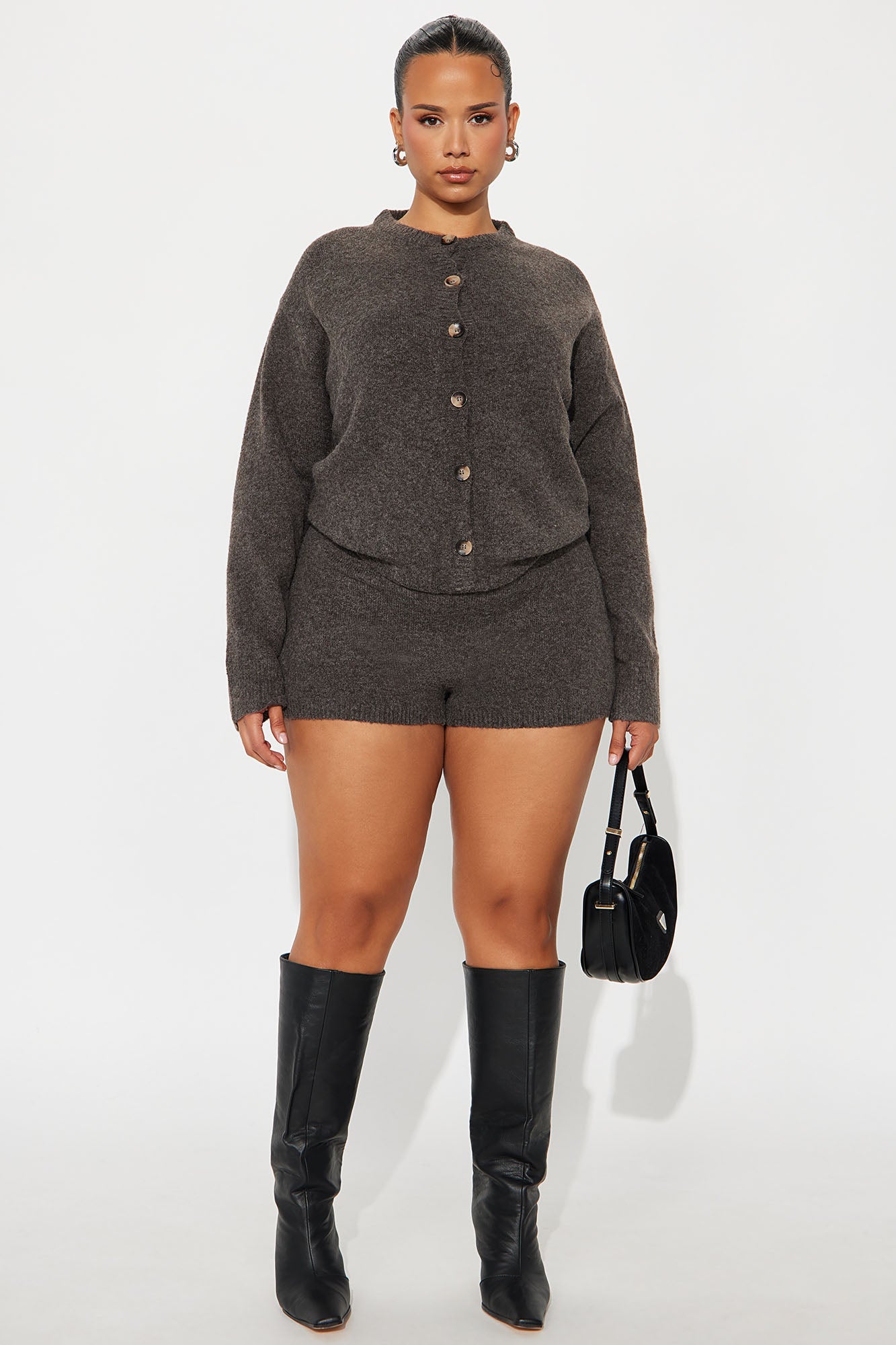 Aria Sweater Romper - Mocha