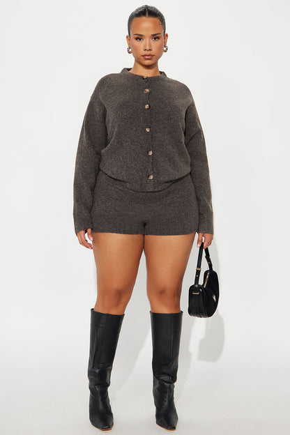 Aria Sweater Romper - Mocha