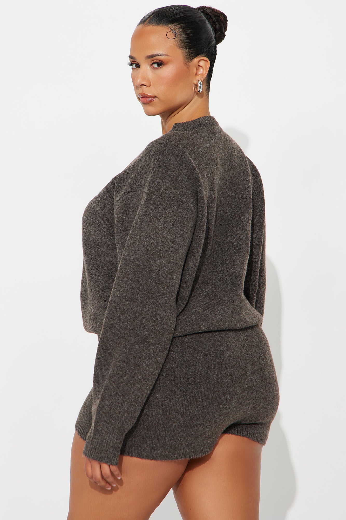 Aria Sweater Romper - Mocha