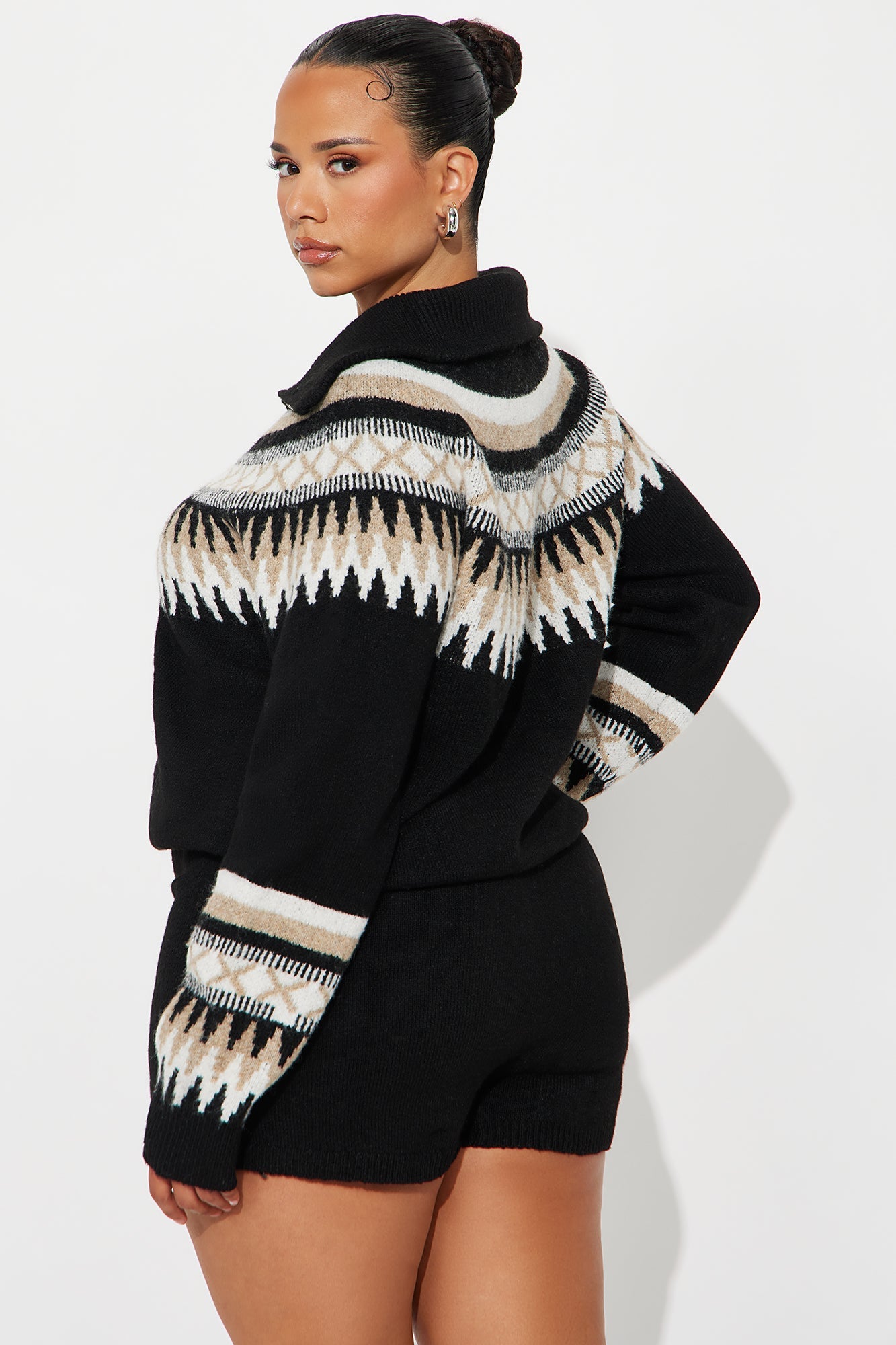 Shyla Sweater Romper - Black/combo