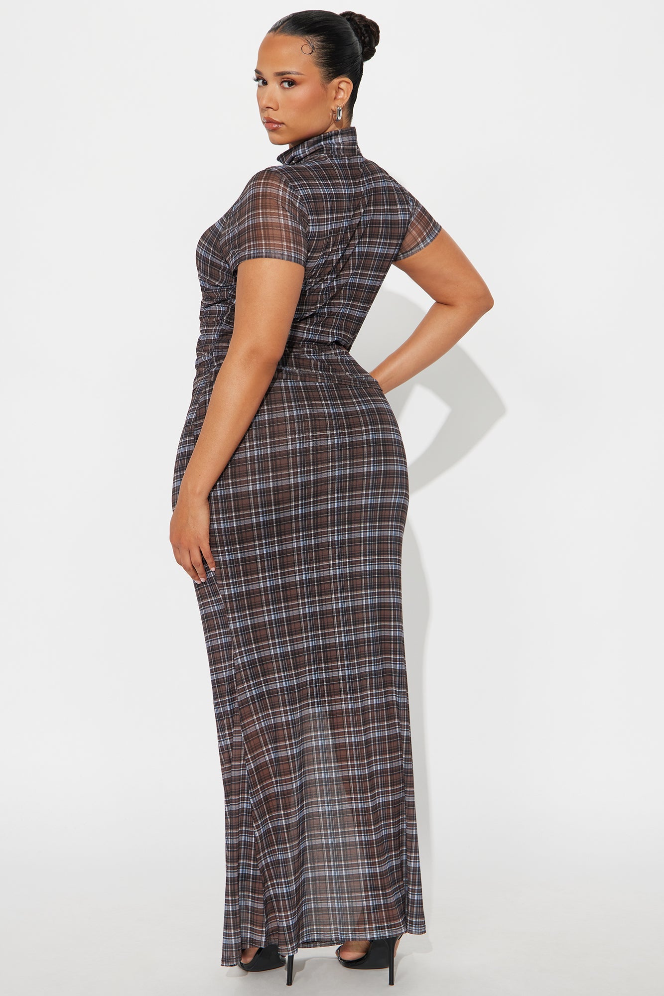 Jolene Plaid Maxi Skirt Set - Brown Combo