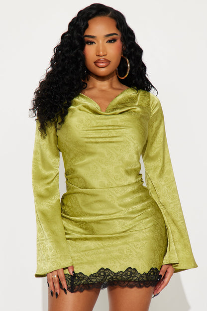 Tall Heading Out Satin Mini Dress - Sage
