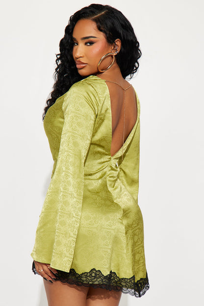Tall Heading Out Satin Mini Dress - Sage