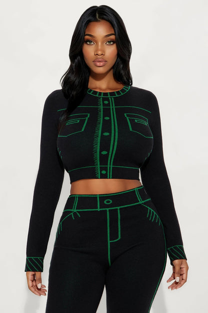 Read The Lines Sweater Pant Set - Black