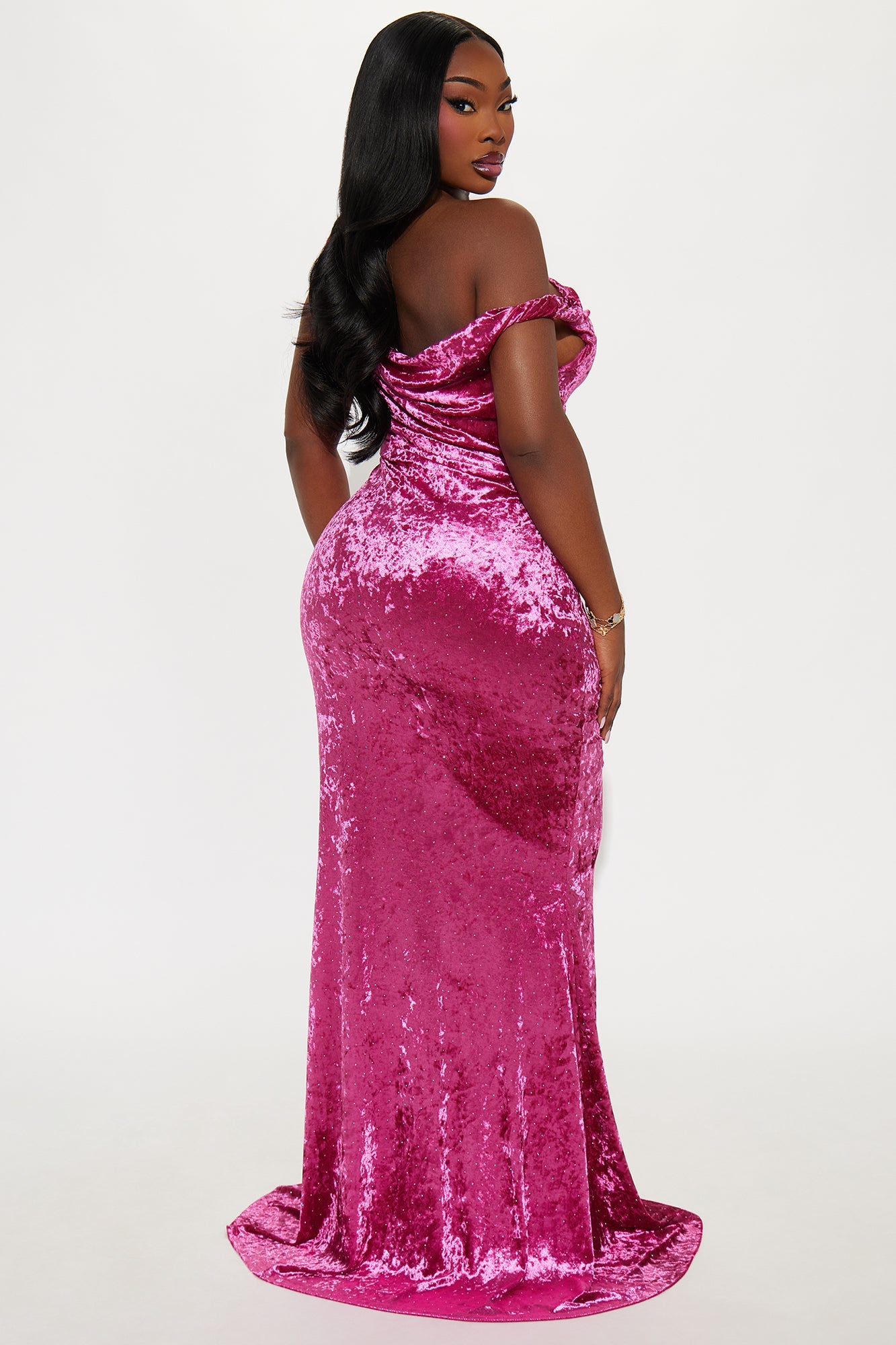 Pure Soul Velvet Maxi Gown - Magenta