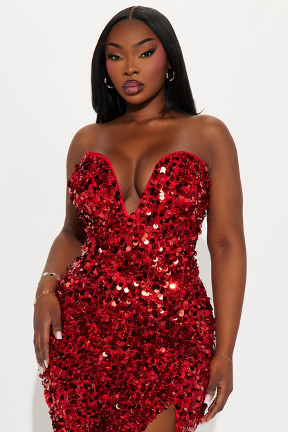 Jessica Sequin Midi Dress - Red