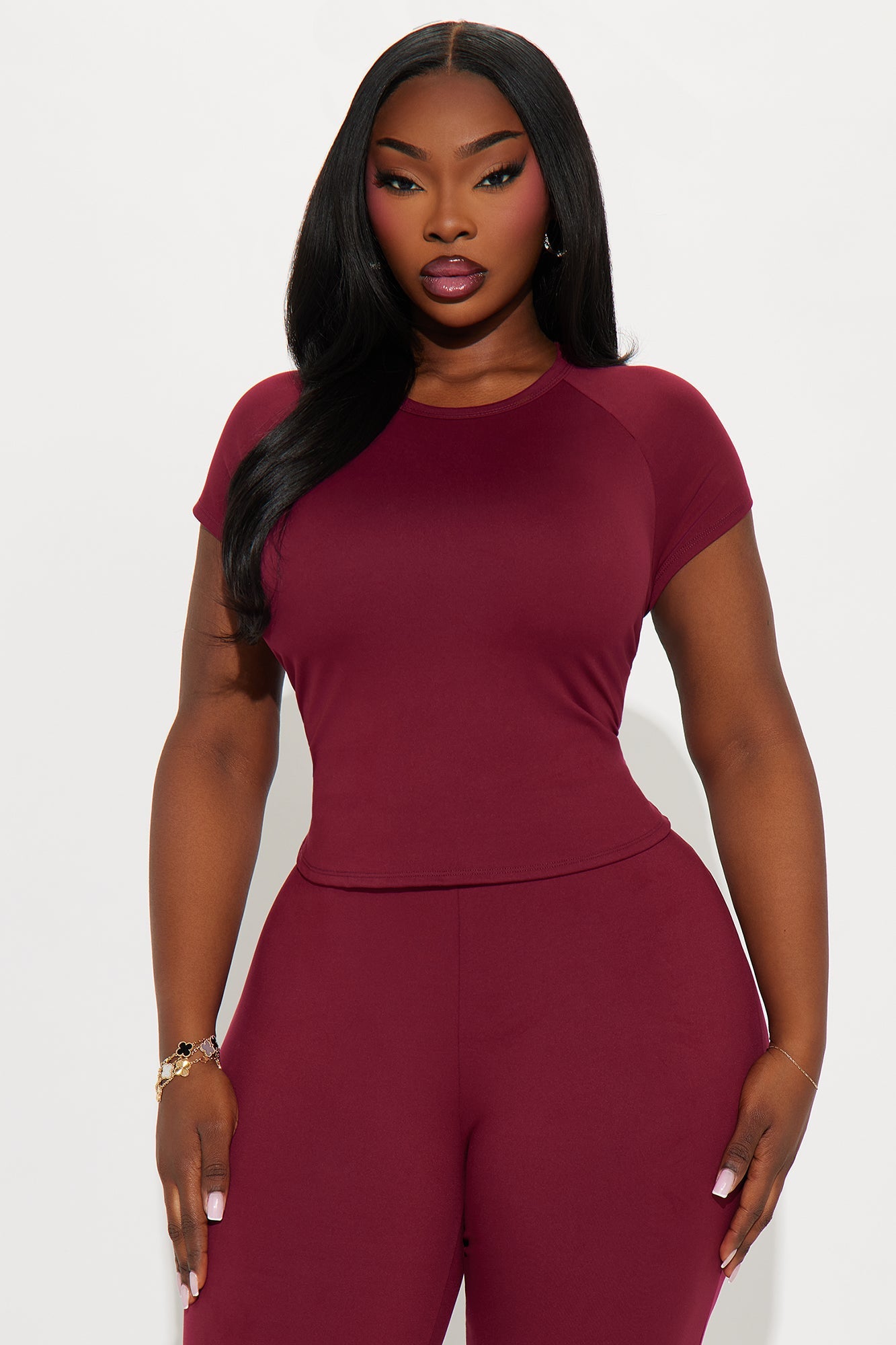 Riley Baby Tee Pant Set - Wine