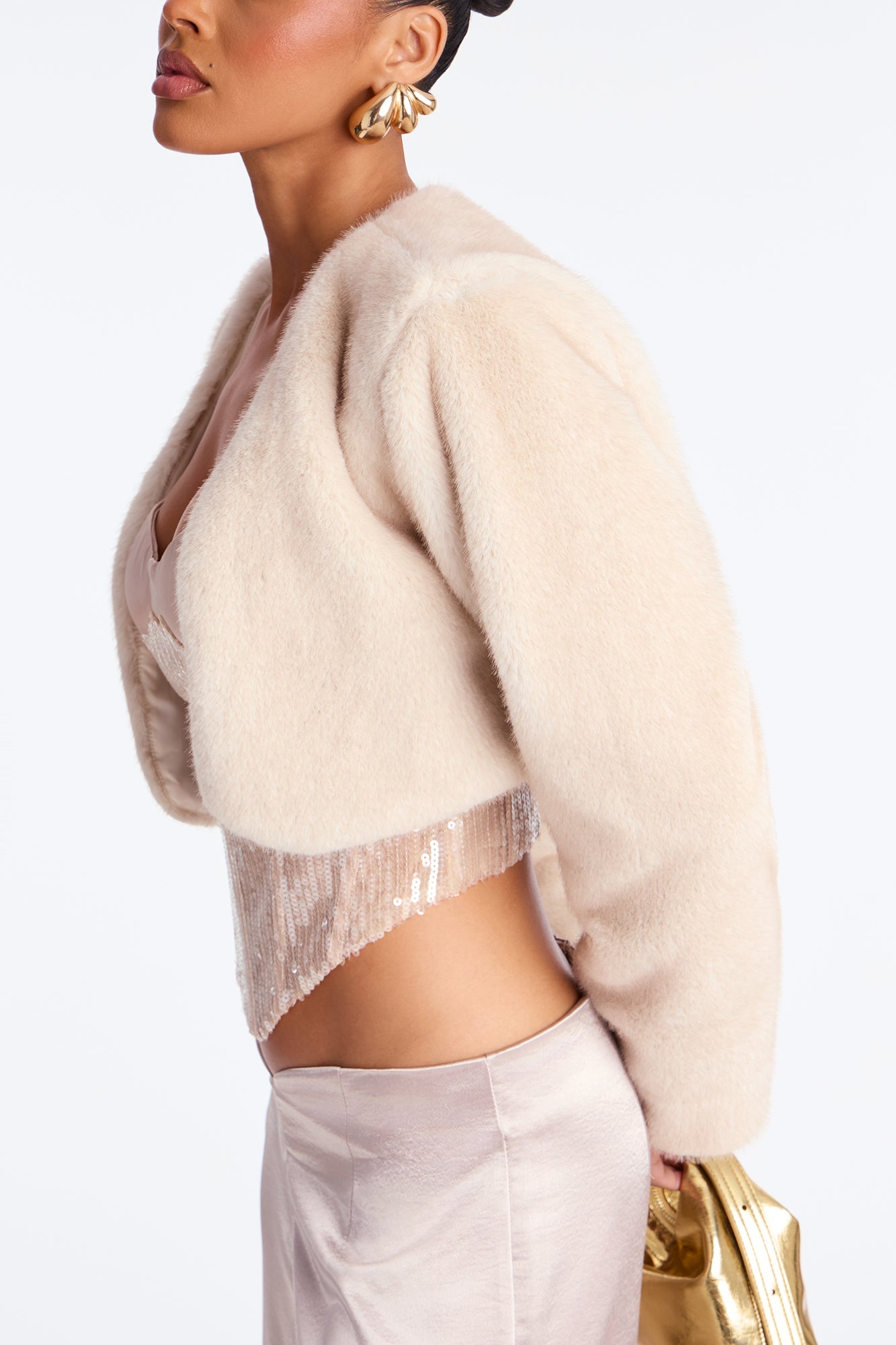 Sophisticated Touch Cropped Faux Fur Coat - Tan