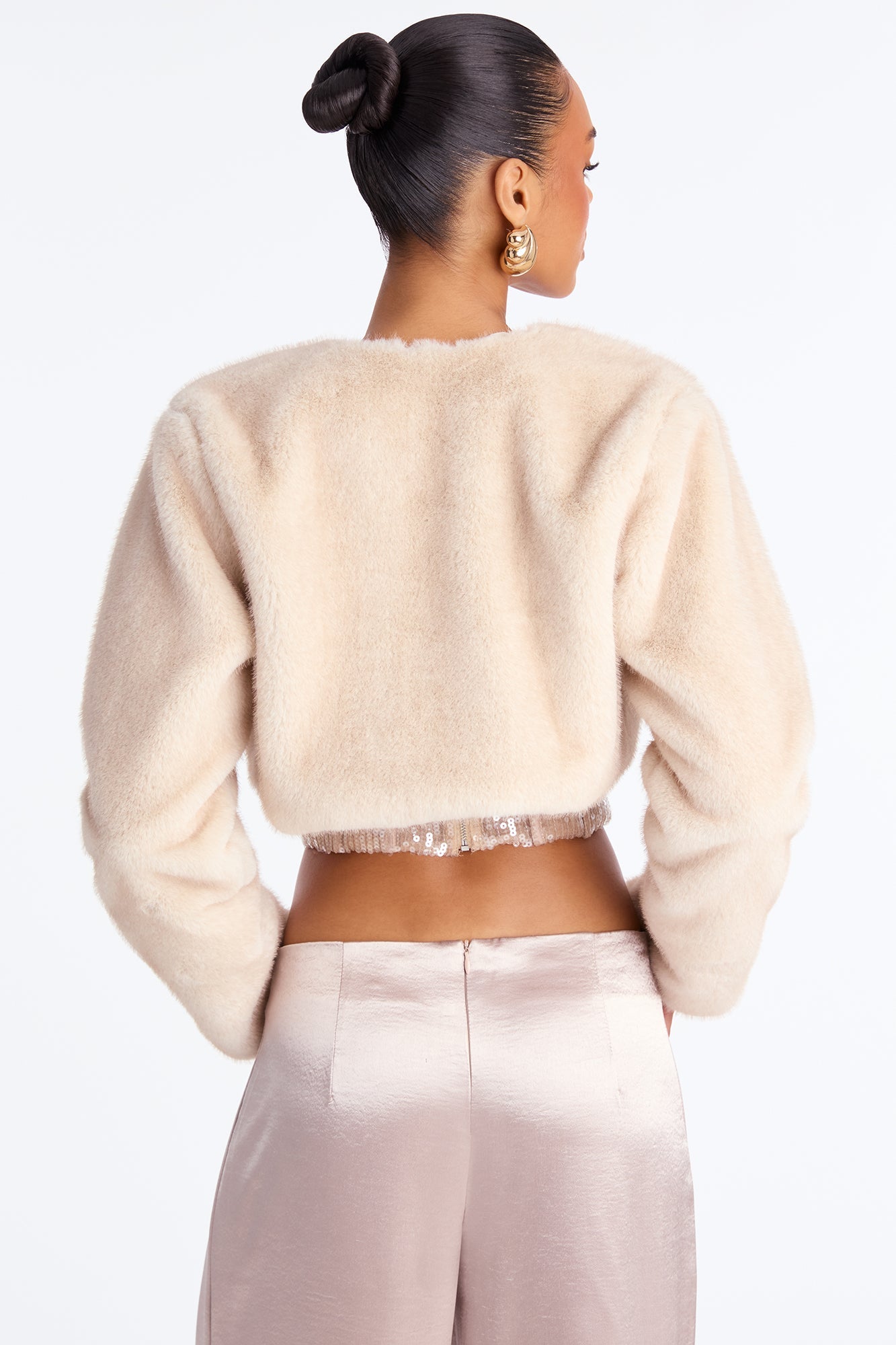 Sophisticated Touch Cropped Faux Fur Coat - Tan
