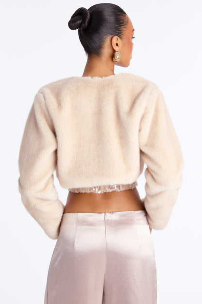 Sophisticated Touch Cropped Faux Fur Coat - Tan