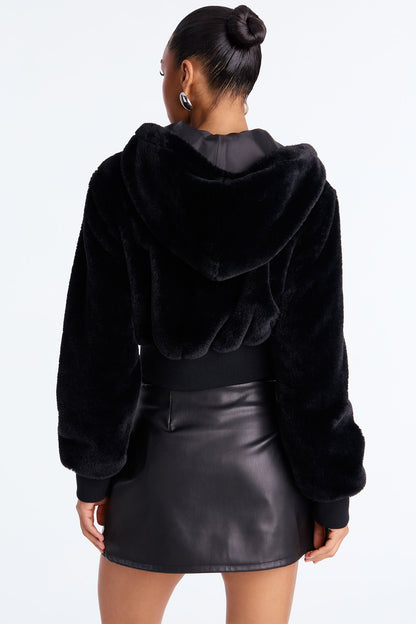 Keep Me Warm Faux Fur Jacket - Black