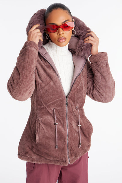 Fireplace Cozy Reversible Puffer Jacket - Plum