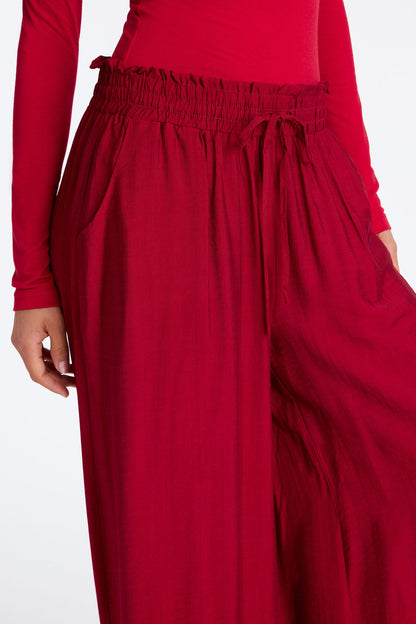 Meet At Sunset Wide Leg Pant - Burgundy