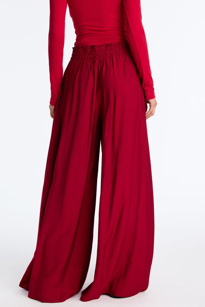 Meet At Sunset Wide Leg Pant - Burgundy