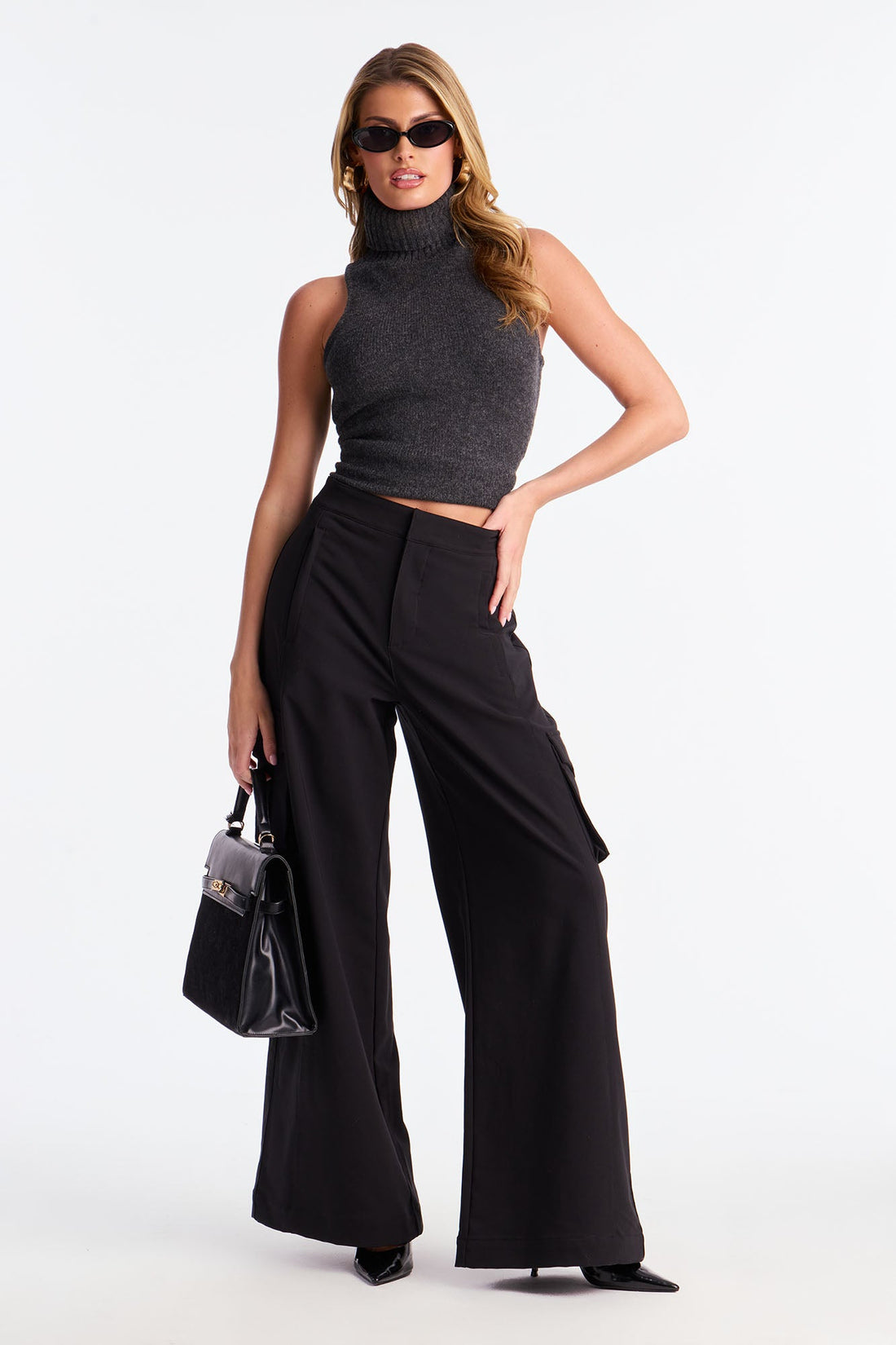 Rebel Heart Extreme Wide Leg Cargo Pant 32″ - Black