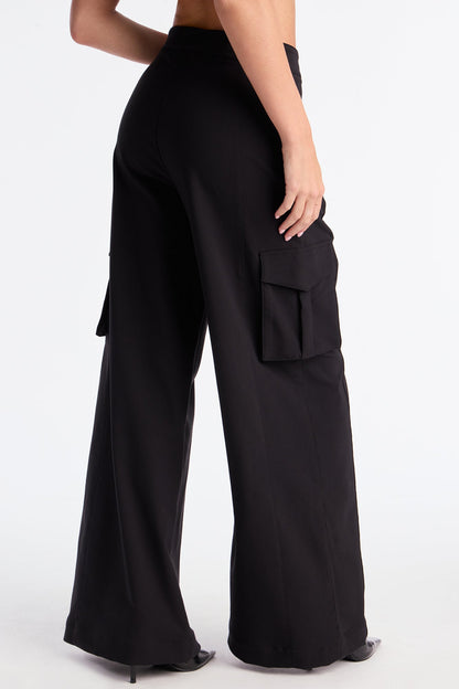 Rebel Heart Extreme Wide Leg Cargo Pant 32″ - Black