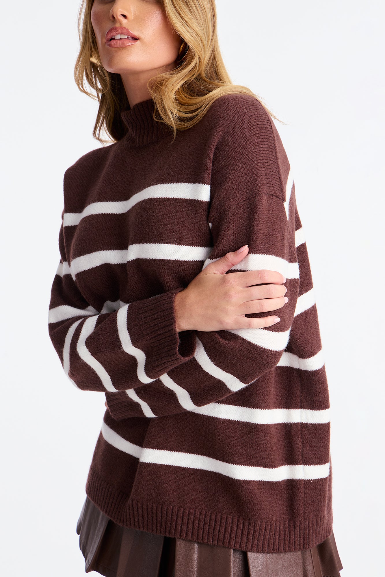 Icy Mood Striped Sweater - Brown/combo