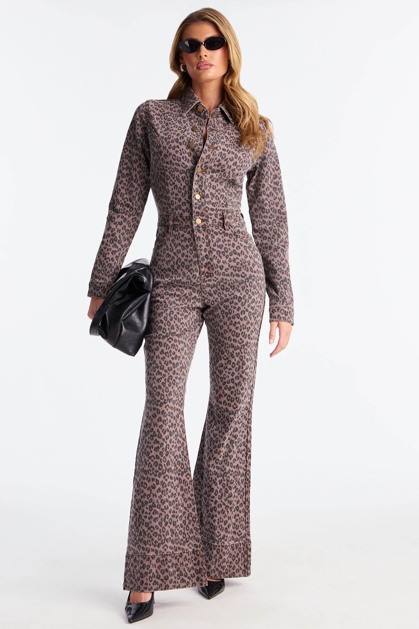 Wild Time Leopard Denim Jumpsuit - Leopard