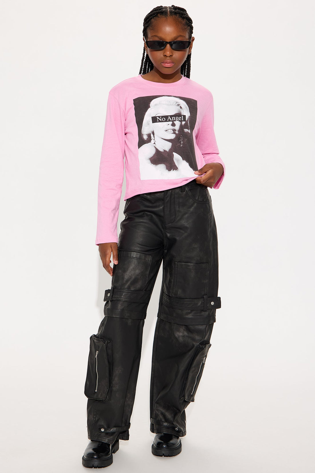 Mini No Angel Long Sleeve Tee - Pink