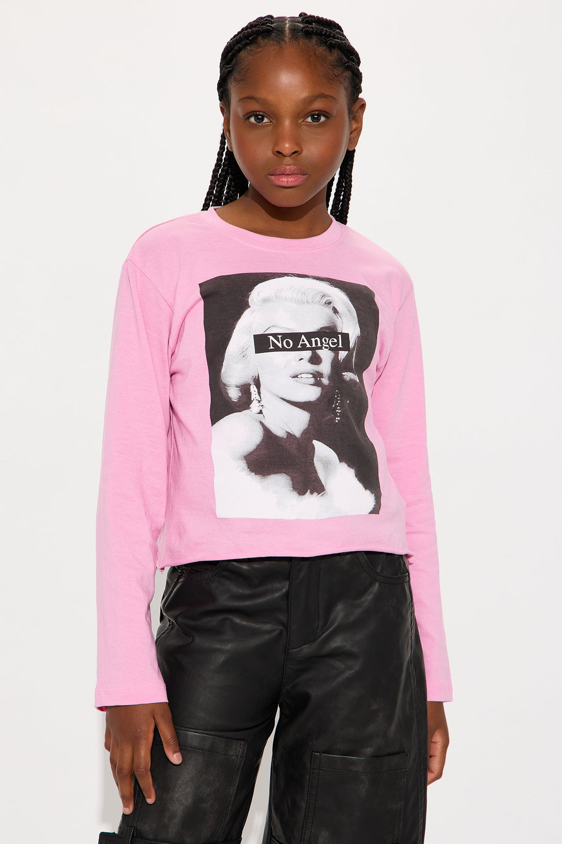 Mini No Angel Long Sleeve Tee - Pink