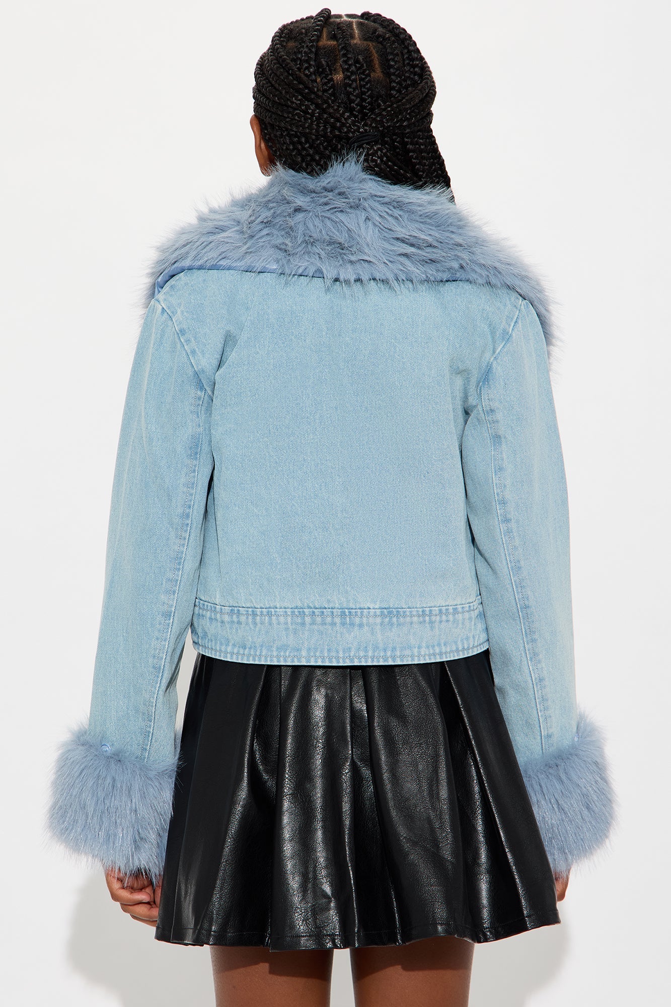 Mini All For You Faux Fur Jacket - Light Wash