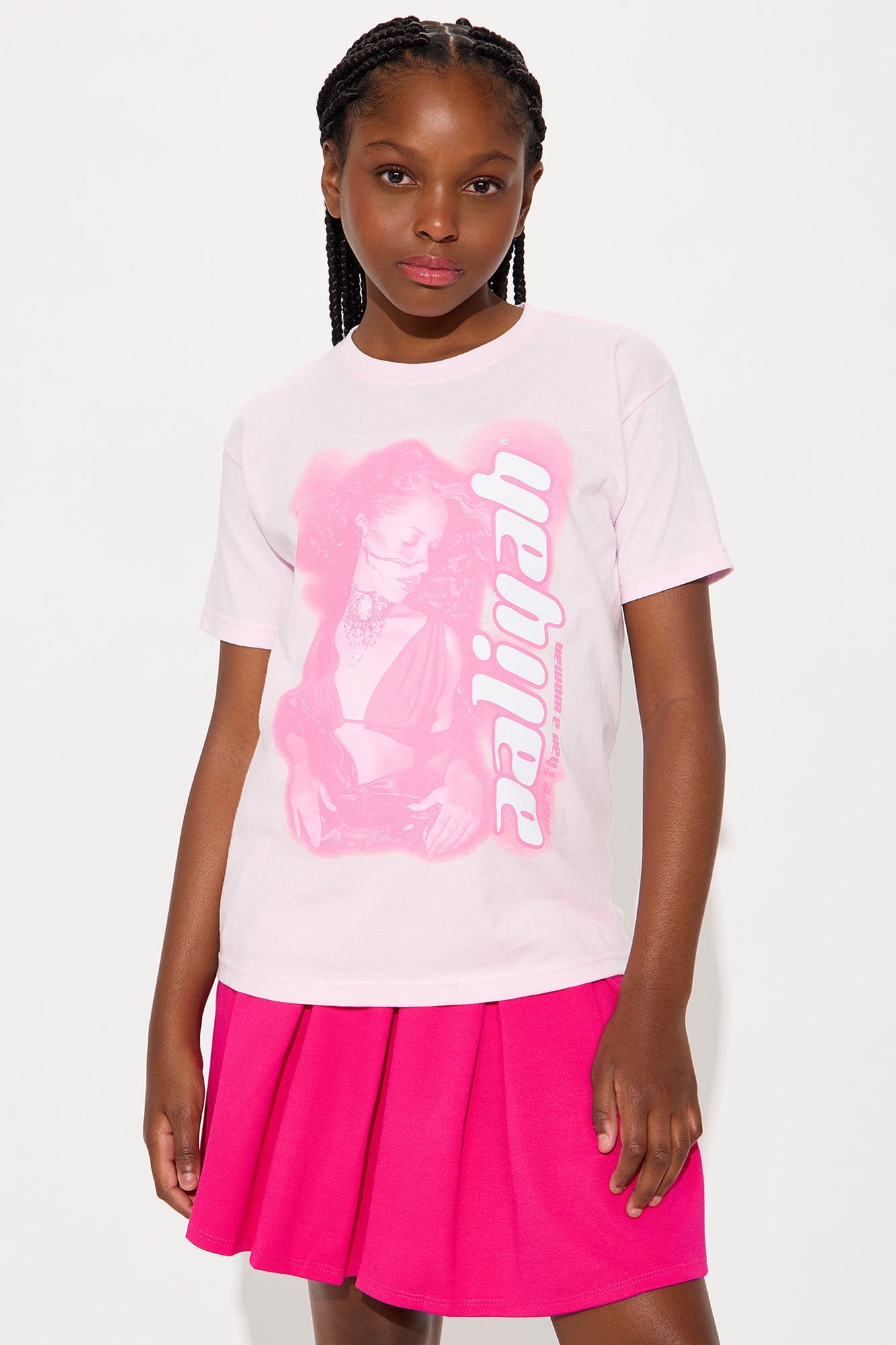 Mini Aaliyah More Than A Woman Short Sleeve Tee - Light Pink