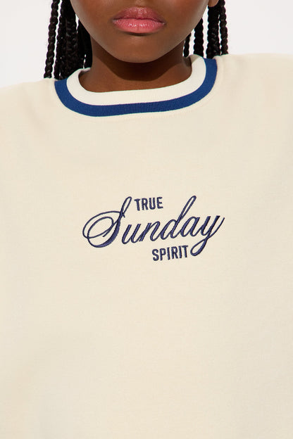 Mini True Sunday Spirit Fleece Pant Set - Cream