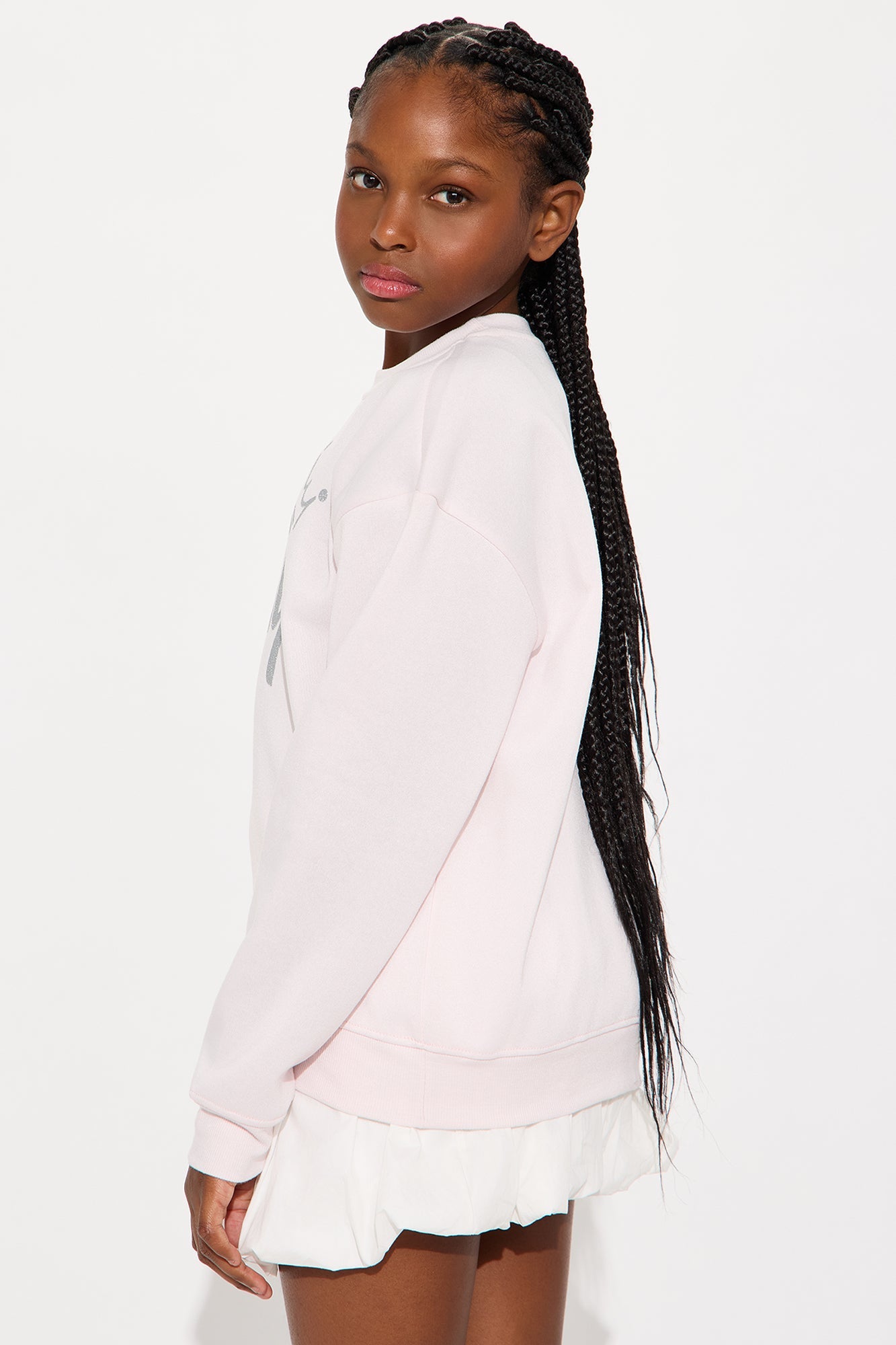Mini Slay Queen Crew Neck Sweatshirt - Light Pink