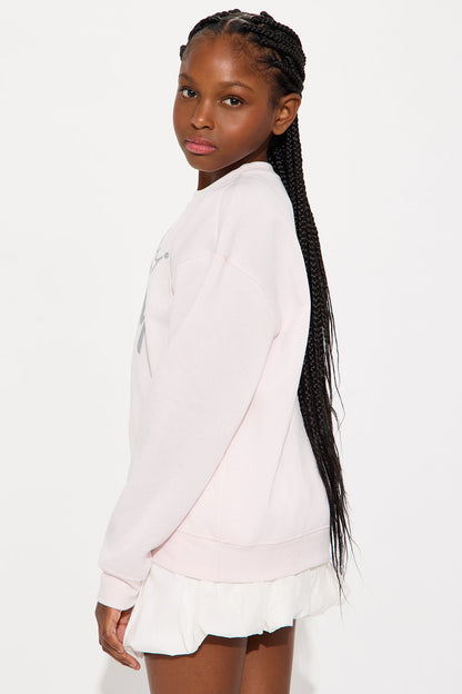 Mini Slay Queen Crew Neck Sweatshirt - Light Pink
