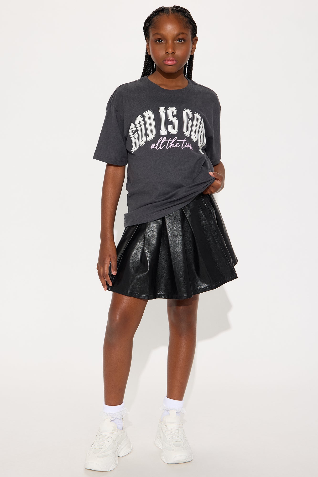 Mini God Is Good All The Time Oversized Tee - Charcoal