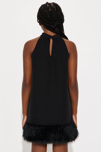 Mini Sienna Faux Fur Dress - Black