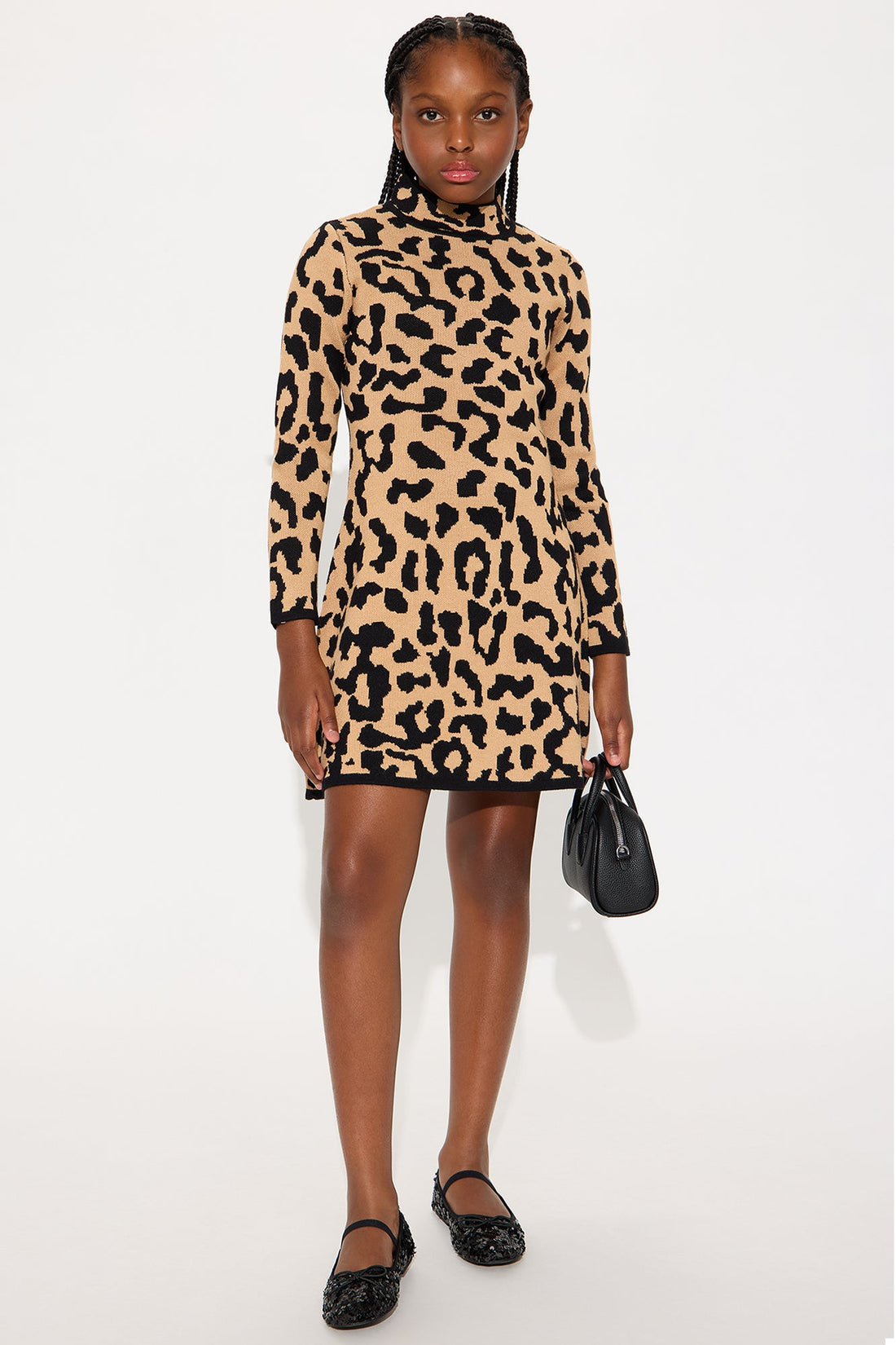 Mini Jinx Sweater Dress - Black/Brown