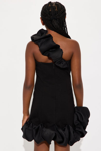 Mini Wilma Ruffle Mini Dress - Black