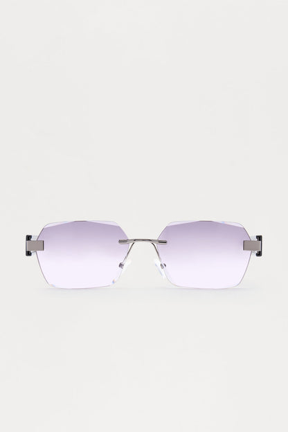 Rimless Geometric Frame Color Lens Sunglasses - Black/combo