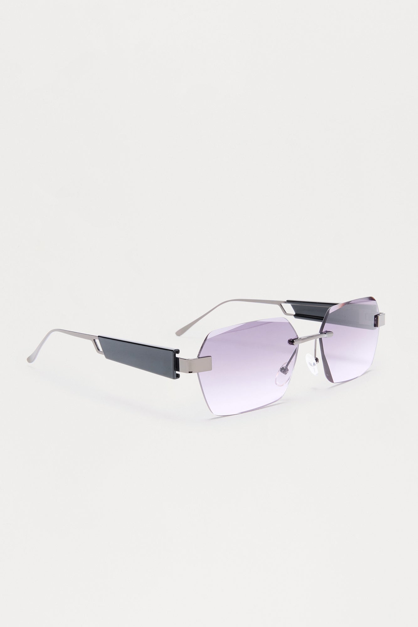 Rimless Geometric Frame Color Lens Sunglasses - Black/combo