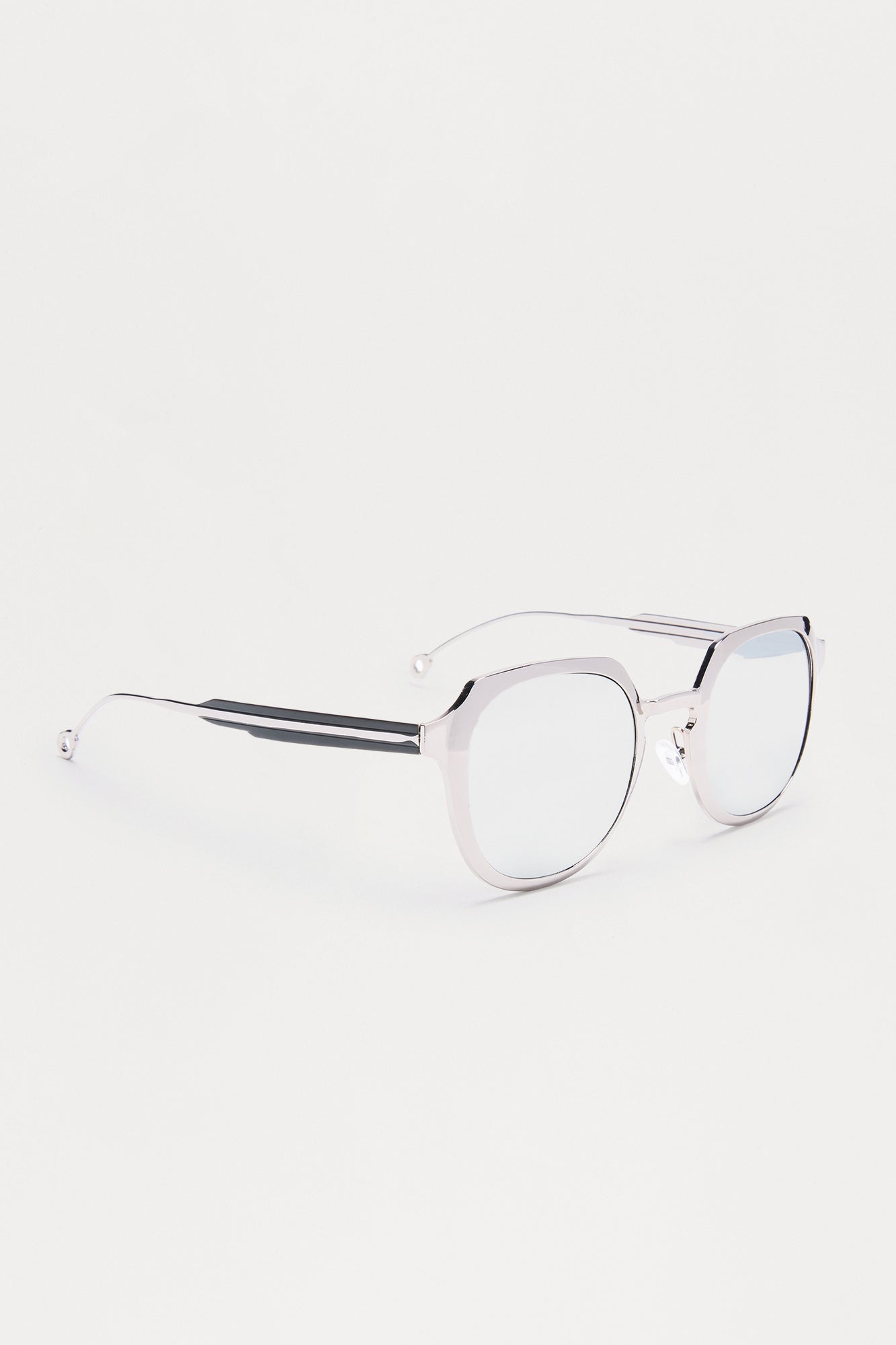Deco Colored Lens Aviator Metal Sunglasses - Silver
